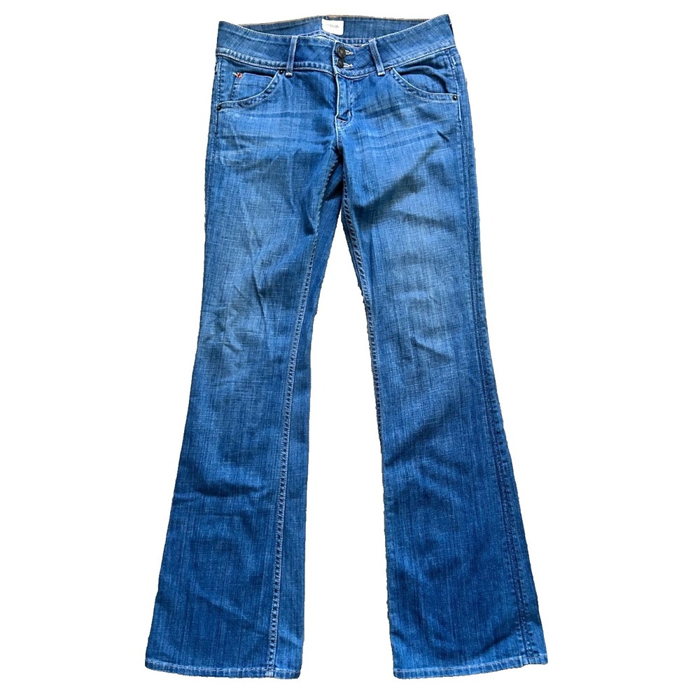 Y2K Hudson Signature Bootcut Denim Jean Blue Size 28 Flap Pocket Grommets EUC